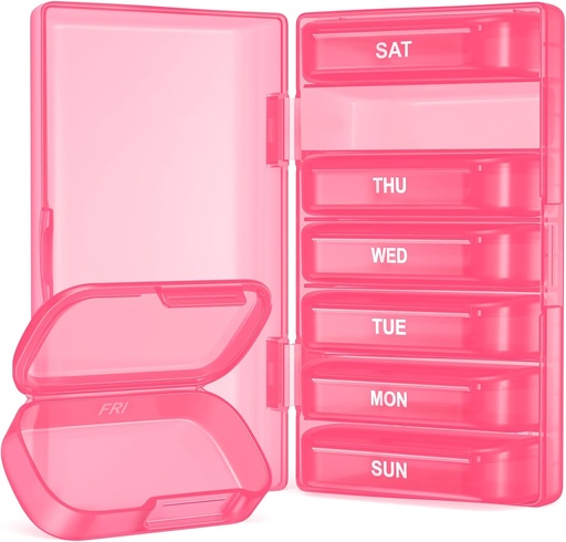[BRSROGD4OYCREDTJ] Enlarged Weekly Pill Organizer, 7 Day Pill Box Cases Easy to Open, BPA-Free Medicine Organizer with 7 Inner Separate Pill Container for Vitamins, Fish Oils, Supplements