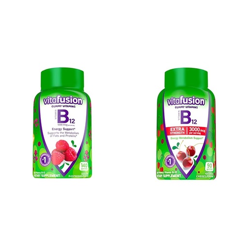 [BRSRAY33CF5R6AL3] Vitafusion Vitamin B12 Gummy Vitamins, 140 Count & Extra Strength Vitamin B12 Gummy Vitamins, 90 Count Bundle