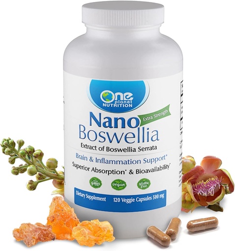 [BRSROFA6DN5BYCTB] One Planet Nutrition Nano Boswellia 500 mg Veggie Capsules (120 Servings), Boswellia serrata Resin, Supports Cognitive Function for Brain Health, Non-GMO, Vegan, Gluten-Free