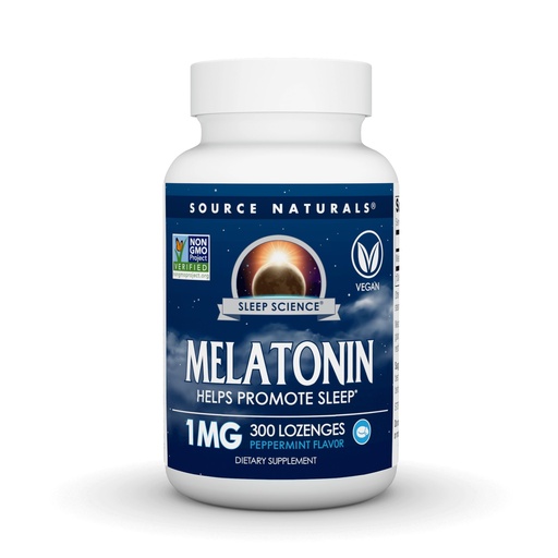 [BRSWIYT3OMAGEADG] Source Naturals Melatonin Helps Promote Sleep* 1 mg - 300 Peppermint Flavored Lozenges