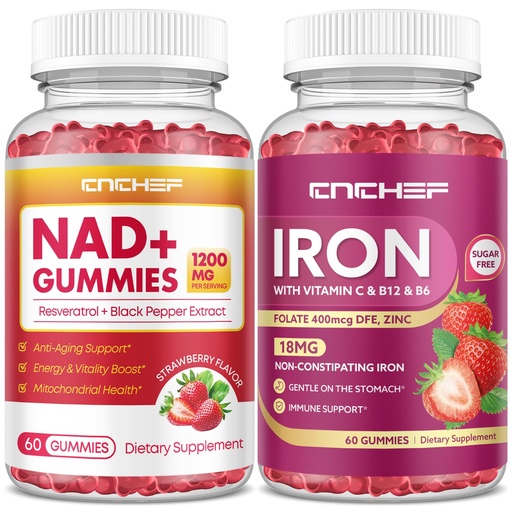 [BRSRECTQOACBQ2TF] Iron Supplement for Women & Men Gummies NAD+ Gummies, 1200mg Liposomal NAD Supplement for Women & Men