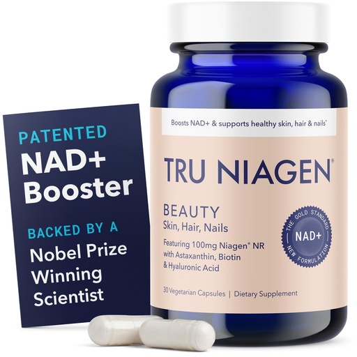 [BRSREALROEFWO3DG] TRU NIAGEN BEAUTY NAD+ for Hair, Skin & Nails | Contains Niagen®, Astaxanthin, Hyaluronic Acid, Biotin | Supports Skin Elasticity & Moisture Retention | Daily Supplements for Men & Women | 30 Servings