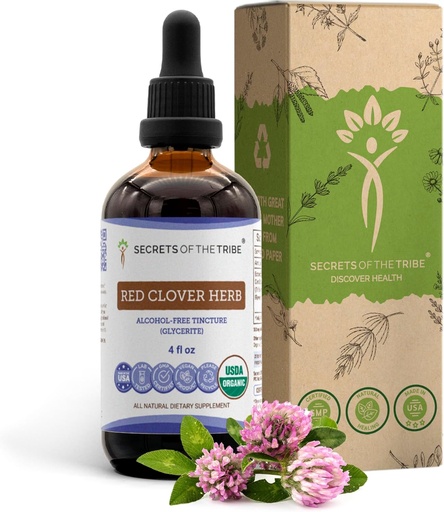[BRSRMZQCCQIQK3D7] Red Clover Herb USDA Organic Tincture ← Alcohol-FREE Extract, High-Potency Herbal Drops suffer Made from 100% Certified Organic Red Clover Herb (Trifolium Pratense) Dried Leaf and Flower 4 oz