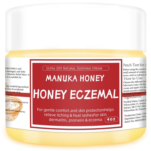 [BRSRAHY5BMGRMGTV] Organic Natural Soothing Cream - 100% Tea Tree Oil, Gentle Manuka Honey, Soothes itching, Redness and rashes, Eczema, Psoriasis, Super Power Treatment, Fast Acting