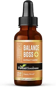 [BRSROAAOCQMROGY3] Herbal Goodness Balance Boss - Liquid Mood Support Supplement | Natural Calmness & Emotional Balance Aid | Stress & Energy Boost with Rhodiola Rosea | 1 oz Bottle