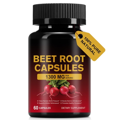 [BRSREGL5CQOWY3D7] Beetroot Capsules, 100% Pure Natural 1300mg Beetroot Extract Capsules for Helping Maintain Blood Pressure-Non GMO, Veagn Friendly-Support Supplement