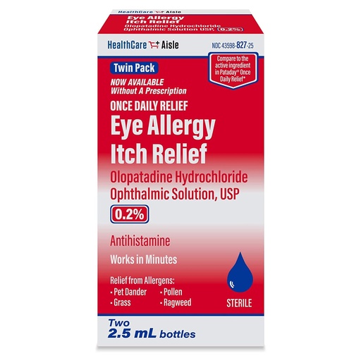 [BRSWYFL4CEORYF3A] HealthCareAisle Eye Allergy Itch Relief, 0.2%, 2.5mL Twin Pack | Olopatadine Hydrochloride Ophthalmic Solution USP, Eye Allergy Drops