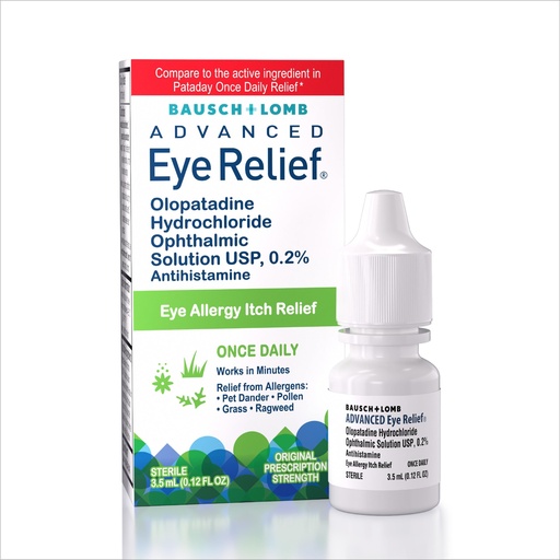 [BRSRAGA5DEAWEF3A] Bausch + Lomb Advanced Eye Relief, Olopatadine 0.2% Antihistamine Eye Drops for Eye Allergy Itch Relief, Once-Daily Prescription Strength 16-Hour Relief, 0.12 Fl Oz