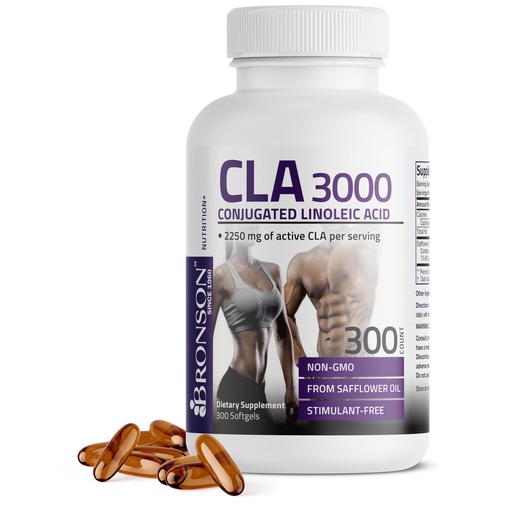[BRSWGYD3OUNWE236] Bronson CLA 3000 Extra High Potency Supports Healthy Weight Management Lean Muscle Mass Non-Stimulating Conjugated Linoleic Acid 300 Softgels
