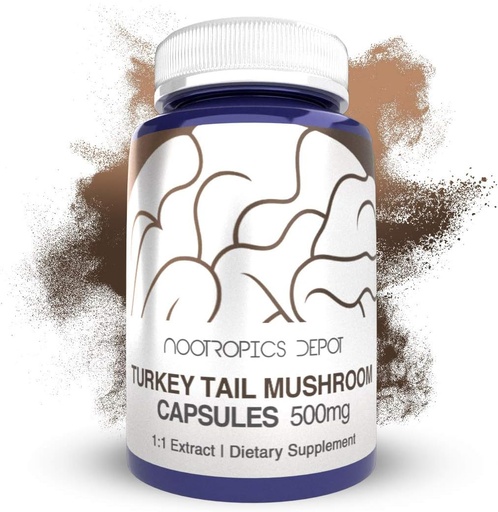 [BRSWG2YTAANRYA3F] Turkey Tail Mushroom Capsules | 500mg | 180 Count | Trametes versicolor