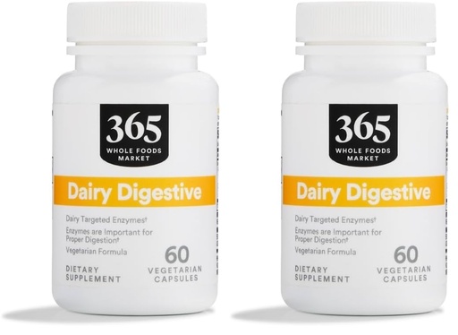 [BRSRAGT7BMPAMFD3] 365 by Whole Foods Market, Dairy Digestive Enzymes, 60 Count (Pack of 2)