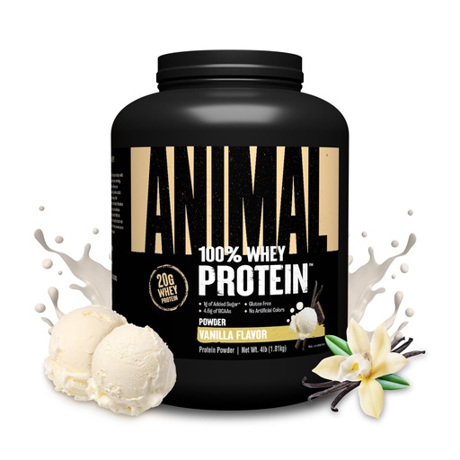 [BRSRMAA6CAFQ2D3H] Animal 100% Whey Protein Powder – Whey Blend for Pre Workout or Post Workout, Recovery, or an Anytime Low Sugar Protein Boost Meal Replacement with BCAA Branched Chain Amino Acids – Vanilla, 4 lb