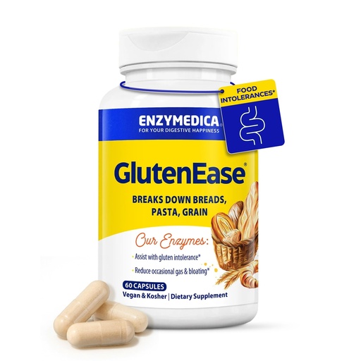 [BRSWIGQFDMMGA3LY] Enzymedica GlutenEase - Digestive Enzyme Supplement for Women & Men, Gluten & Casein Sensitivity Support, Enzymes for Digestion & Gut Health, Helps Gas & Bloating - 60 Caps