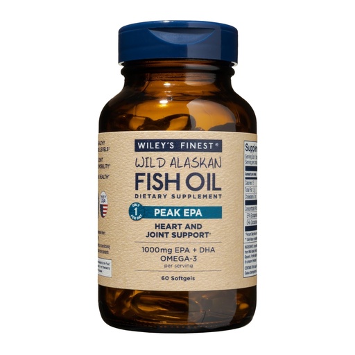 [BRSWIHA5PIMRMEQV] Wiley's Finest Wild Alaskan Fish Oil Peak EPA - Triple Strength Peak EPA & DHA Supplement - 1000mg Fish Oil - Omega-3s for Joint Health Support - 60 Softgels (60 Servings)