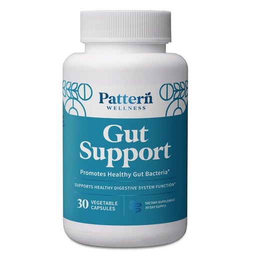 [BRSRMGAECR7B4HQY] Pattern Wellness Gut Support Supplement - Digestive Support - Probiotic + Prebiotic Blend - Vegan, Non-GMO - 3rd Party Lab Tested - 30 Capsules