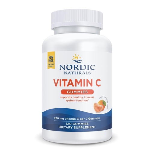 [BRSWKEYKAIFBC3LA] Nordic Naturals Vitamin C Gummies, Tart Tangerine - 120 Gummies - 250 mg Vitamin C - Immune Support, Antioxidant Protection, Child Growth & Development - Non-GMO, Vegan - 60 Servings