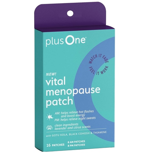 [BRSREHQ6BUCRQH37] plusOne Vital Menopause Patches AM & PM – Hot Flash & Night Sweat Support – Promotes Energy & Sleep – Herbal Arjuna Daily Patches – 16ct