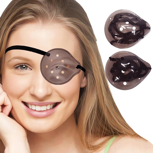 [BRSREZYHCMIWCFI2] AMZVIO 2pcs Eye Shield After Cataract Surgery Dark Clear Eye Patch Plastic Guard with Strap for Adult Sleeping or Go Out,Reduce The Sensitivity of The Eyes to Light (Dark Clear + Black Strap)