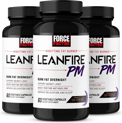 [BRSW2Y36PJYQYG3H] Force Factor LeanFire PM, Weight Loss Pills for Women and Men, Fat Burner and Overnight Weight Loss Pills to Burn Fat, Boost Metabolism, and Improve Sleep for Incredible Results, 60 Count (Pack of 3)