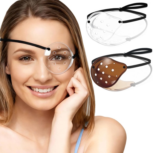[BRSRGYA6BUBBM2TD] 2Pcs Eye Shield After Cataract Surgery-1 Breathable Plastic Eye Patch & 1 Dark Clear Cover-for Sleeping After Post Surgery,Block Out Some Sunlight,Less Sensitivity,with Adjustable Strap (Left Eye)