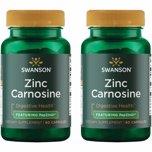 [BRSWGZIBDF4GAHTU] Swanson Zinc Carnosine (PepZin GI) - Natural Supplement Promoting Gastric Health & Digestive Support - Supports Microbial Balance in The Stomach - (60 Capsules) (2 Pack)