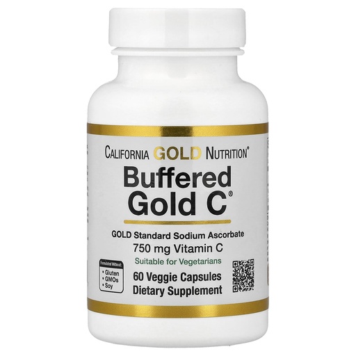 [BRSWGGQTPN5BMCA2] California Gold Nutrition Buffered Gold C, Gold Standard Sodium Ascorbate (Vitamin C), 60 Veggie Capsules