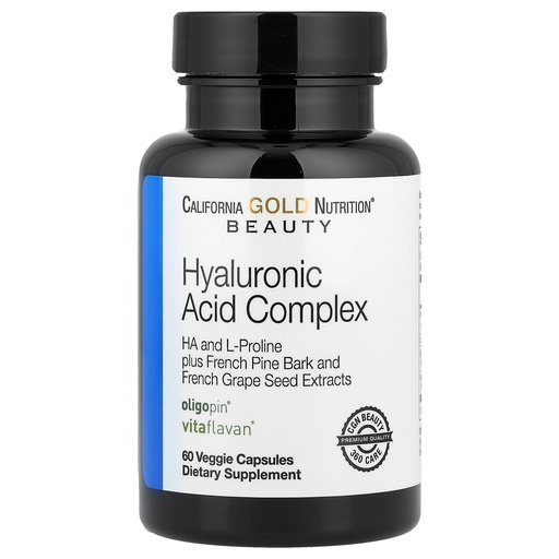 [BRSWKEA3CZ6QKCYZ] California Gold Nutrition Hyaluronic Acid Complex with L-Proline, French Grape Seed and French Maritime Pine Bark Extract, 60 Veggie Capsules