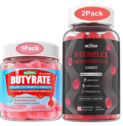 [BRSRAHYNBF5RGYLL] Nextdia Butyrate Gummies with Probiotic + Prebiotic + Postbiotic + Vitamin B Complex Gummies for Women