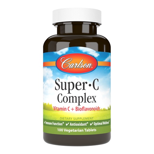 [BRSWECQ2BNYGGFDA] Carlson - Super-C Complex, Vitamin C + Bioflavonoids, Immune Function & Optimal Wellness, Antioxidant, 100 Vegetarian Tablets