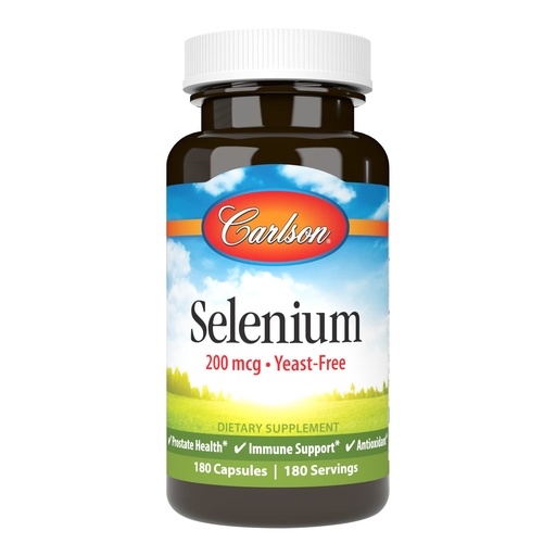 [BRSWIYILCUAAAD32] Carlson - Selenium, 200 mcg Yeast-Free, Prostate Health & Immune Support, Antioxidant, 180 capsules
