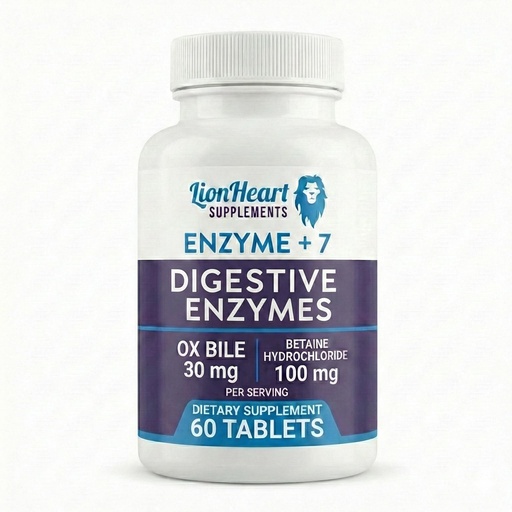 [BRSWGCD7BAFQO2T7] Enzyme +7 Digestive Enzymes for No Gallbladder - Ox Bile Salts 30mg, Betaine HCl 100mg, Pancreas Substance & 7 Enzymes - Post-Gallbladder Removal Support - Doctor-Formulated, Made in USA - 60 Tablets