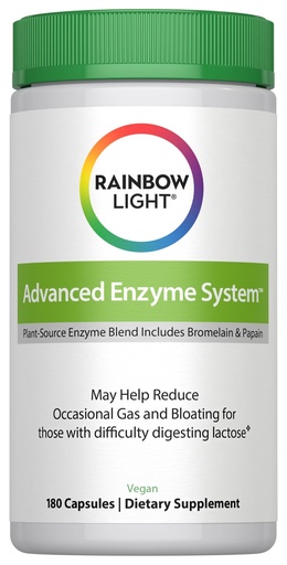 [BRSWIYQMAYGQ43T2] Rainbow Light Advanced Enzyme System, Plant-Source Enzyme Blend, 180 Capsules (Package May Vary)