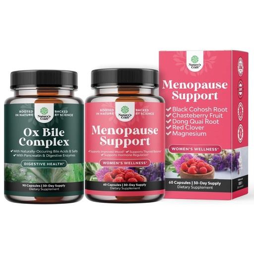 [BRSRG2QDOV5RMF3F] Bundle of Digestive Enzymes with Ox Bile Supplements for No Gallbladder for Pancrease Cleanse & Detox and Herbal Menopause Supplement - Female Hormone Balance for Night Sweats Hot Flashes Mood Swings