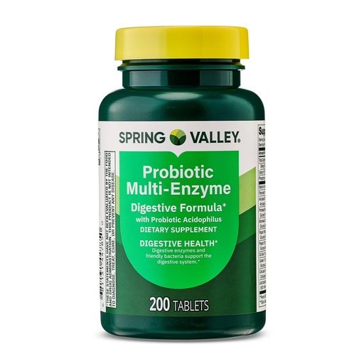[BRSREAQTCUFW22AY] Probiotic Multi-Enzyme Digestive Formula Tablets – 200 Count – Supports Digestion, Bloating & Gut Health