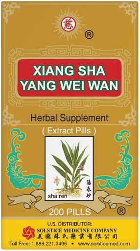 [BRSWIGYPOB5ROA3Y] Solstice Medicine Company Xiang Sha Yang Wei Wan Herbal Supplement (200 Pills) (1 Bottle)