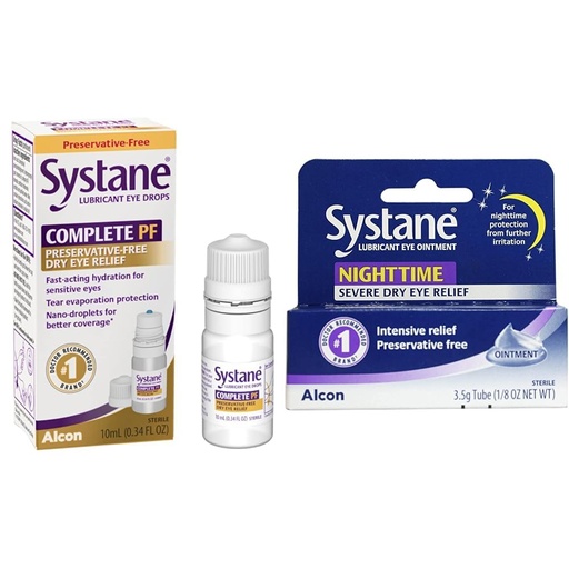 [BRSROBIPAECROGT7] Systane Complete PF Multi-Dose Preservative Free Dry Eye Drops 10ml & Nighttime Lubricant Eye Ointment 3.5g Tube