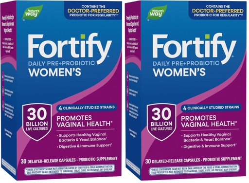 [BRSRAGL4CJYBYCQ3] Nature's Way Fortify Daily Probiotic for Women, 30 Billion Live Cultures, 10 Strains, Prebiotics, Supports Digestive & Immune Health*, No Refrigeration Required, 30 Capsules (Packaging May Vary)
