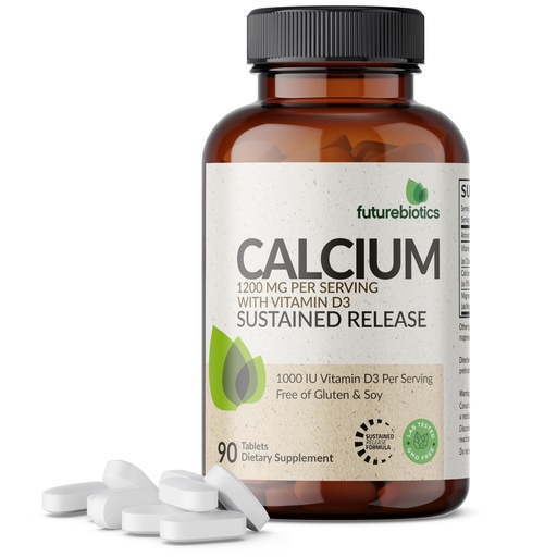 [BRSRAGICOAGQA3Y2] Futurebiotics Calcium 1200 MG Per Serving Sustained Release with Vitamin D3 1000 IU Per Serving Non-GMO, 90 Vegetarian Tablets
