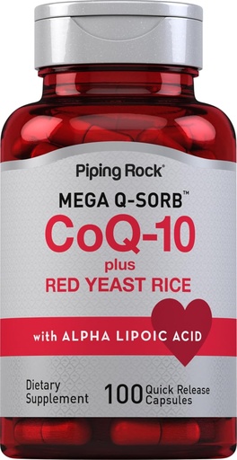 [BRSWYBDQPMPQ4HQV] Piping Rock CoQ10 dengan Rice Yeast Merah 124; 100 Capsules 124; dengan Alpha Lipoic Acid 124; Non-GMO, Gluten Free Supplemen
