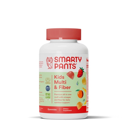 [BRSWKH37PIIBAD35] SmartyPants Kids Multivitamin Gummies and Fiber Supplement: Vitamin D3, C, Vitamin B12, B6, A, Zinc, Biotin, Inositol, Fiber Gummies, Three Fruit Flavors, 90 Count (22 Day Supply)