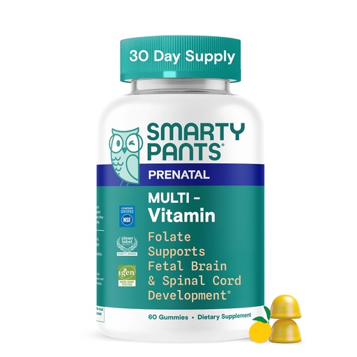 [BRSRAYANC4FWGG37] SmartyPants Prenatal Vitamins for Women, Multivitamin Gummies: Pre and Postnatal Vitamins, Biotin, Methylfolate, Vitamin D3, C, Vitamin B12, B6, A, K & Zinc, Inositol, 60 Count (30 Day Supply)