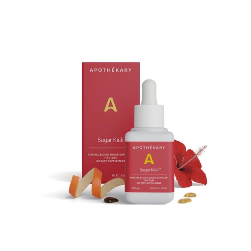 [BRSRAAQRCAFAGDYY] Apothékary Sugar Kick Herbal Supplement Liquid Drops, Curbs Cravings and Helps Support Normal Blood Sugar, Made in USA, 1 Fl Oz, 30 Servings