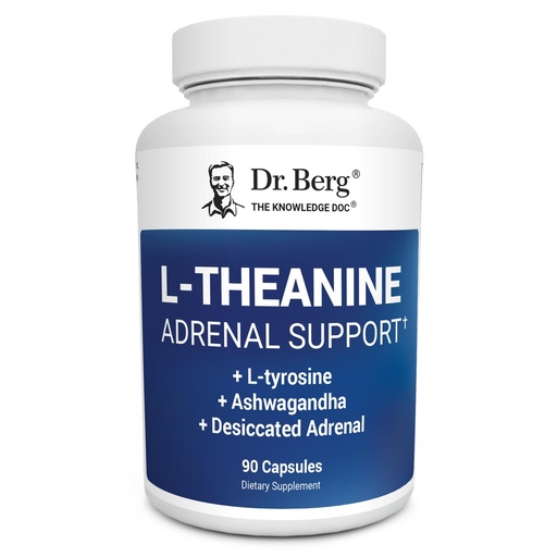 [BRSRAAQRDNYW2ADZ] Dr. Berg L-Theanine 200mg - Includes Zinc, Copper, L-Tyrosine, & Ashwagandha – L-Theanine Supplement Adrenal Support - for Relaxation, Stress Relief, and Mental Clarity* – 90 Gelatin Capsules