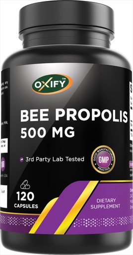 [BRSRGYD7BUCAI3IZ] Oxify Bee Propolis 500 mg | 120 Capsules | Gluten-Free, Non-GMO | Supplement Made in USA