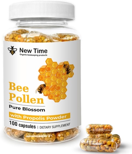 [BRSRAHAQOYFROGTF] Bee Pollen – 100 Vegetarian Capsules with Propolis - Organic Multivitamin for Men, Women - Fermented Granules - Immune, Energy Support - Non GMO, Pregnancy Friendly