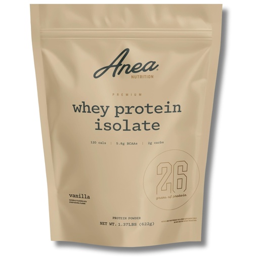 [BRSREAQNAACQ4E3Z] Anea Protein Powder, Whey Isolate Protein Powder, Whey Isolate, 5.8g BCAAs, RBST Free, Gluten Free, Soy Free, No Fillers, No Artificial Sweeteners, Vanilla, 26g Per Serving, 20 Servings