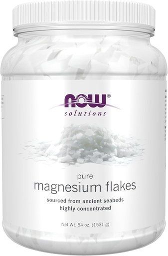 [BRSWECQPOUBWCDY4] NOW Foods Solutions, Magnesium Flakes, 100% Pure, from the Ancient Zechstein Seabed, Highly Concentrated, 54-Ounce