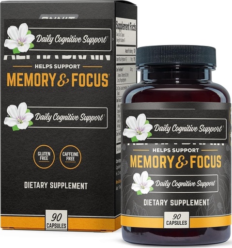 [BRSRGCQQAABGM3AY] Cognitive Enhancement Nootropic Capsules - Memory Support, Mental Clarity & Focus - Brain Health Supplement - 90 Count
