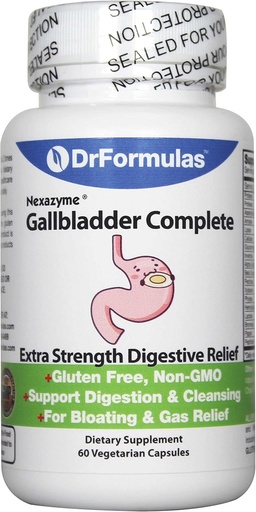 [BRSWGEABOQDQ2YL6] DrFormulas 18 Digestive Enzymes to Support Gallbladder and Pancreatic Enzymes with Amylase, Protease, Lipase, Lactase, Cellulase, Bromelain 60 Capsules
