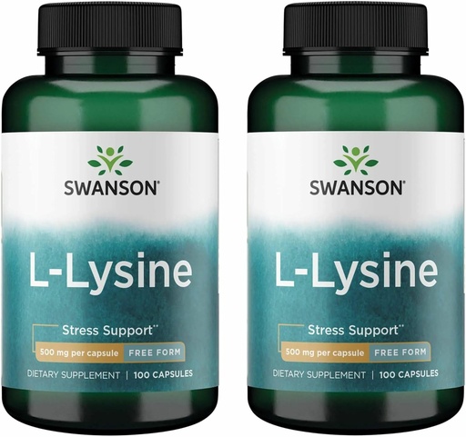 [BRSWGAAKDF4BEEQ3] Swanson Free Form L-Lysine - Natural Supplement Promoting Stress Support & Nervous System Health - May Promote Relaxation 500 Milligrams 100 Capsules (2 Pack)